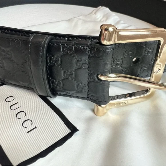 Gucci signature leather belt in black